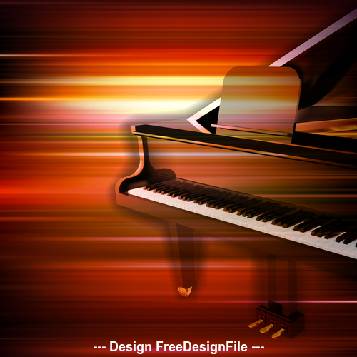 Abstract red blur music background with grand piano vector