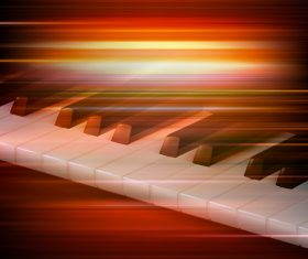 Abstract red blur music background with piano keys vector