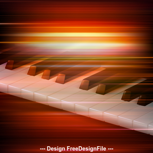 Abstract red blur music background with piano keys vector