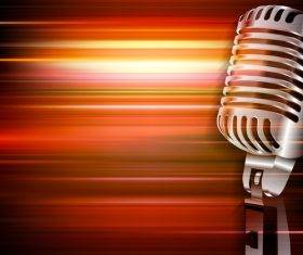 Abstract red blur music background with retro microphone vector