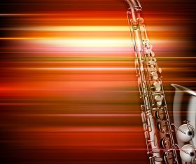 Abstract red blur music background with saxophone vector