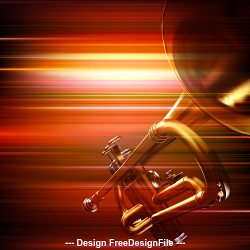 Abstract red blur music background with trumpet vector