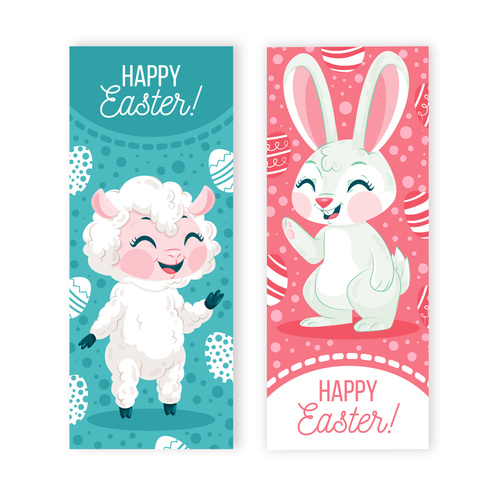 Animal banner easter greeting card vector
