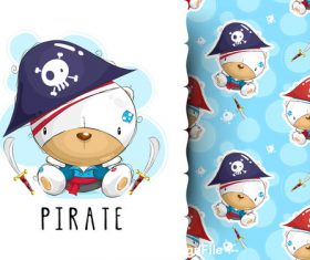 Animal pirate cartoon background pattern vector