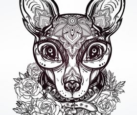 Animal portrait hand drawn pattern vector