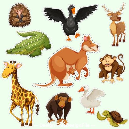 Animal stickers vector