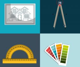 Architectural design tools and drawings vector