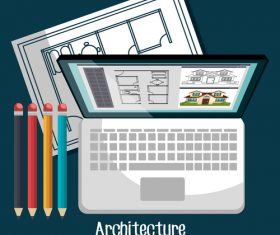 Architectural drawings design vector