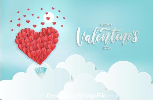 Beautiful Valentines Day origami greeting card vector