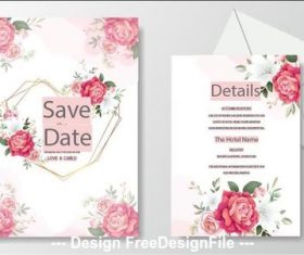 Beautiful floral wedding invitation card template vector
