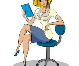 Beautiful woman secretary cartoon vector