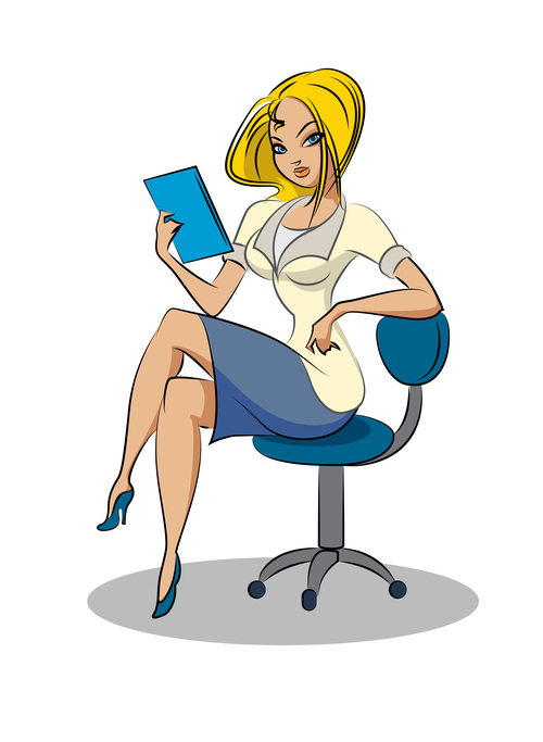 Beautiful woman secretary cartoon vector free download