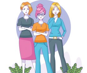 Beautiful women cartoon illustration vector