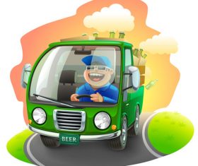 Beer car illustration vector
