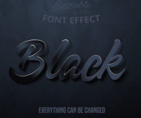 Black 3d font effect editable text vector