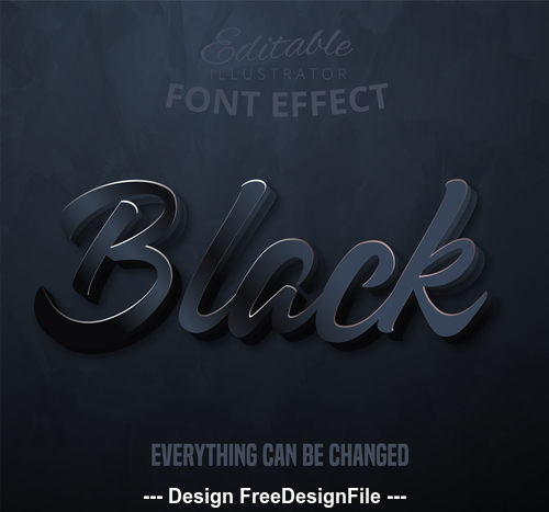 Black 3d font effect editable text vector