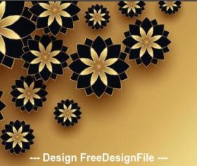 Black and golden flowers decoration design vector
