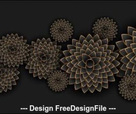 Black background flowers decoration design vector