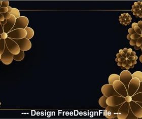 Black background golden flowers design vector
