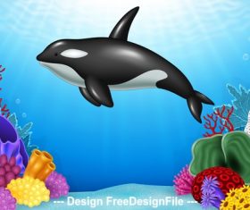 Black dolphin cartoon illustration vector