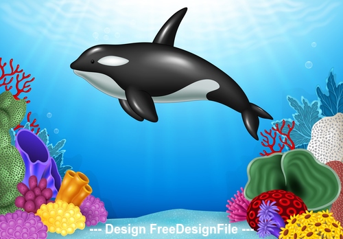 Black dolphin cartoon illustration vector