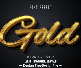Black gold 3d font text effect vector