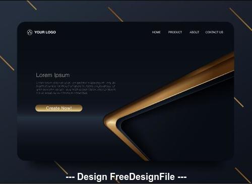 Black gold bar background landing page website vector design