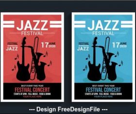 Blue and red background jazz festival poster vector