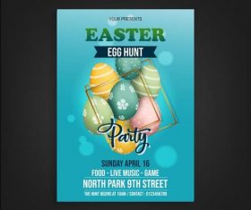 Blue background easter party poster vector