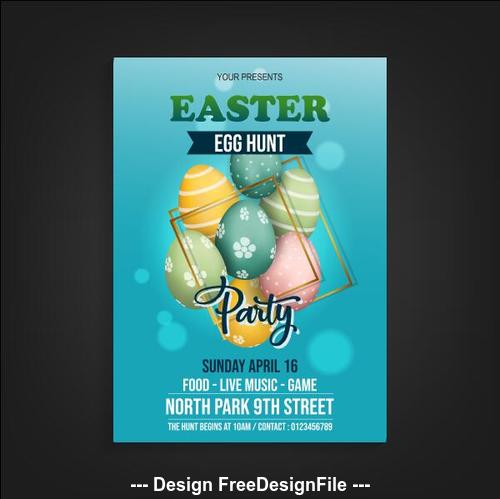 Blue background easter party poster vector
