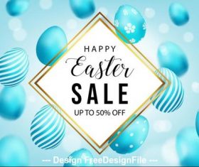 Blue easter egg background flyer vector