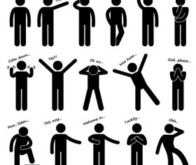 Body language matchstick men vector