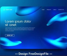 Bright blue background landing page website vector design