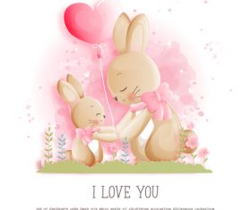 Bunnies and happy easter style paper vector