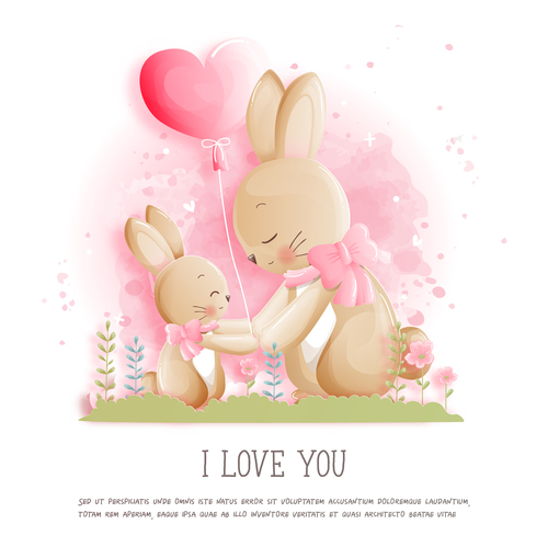 Bunnies and happy easter style paper vector