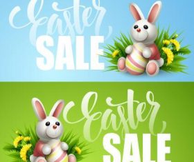 Bunny and Easter eggs sale banner vector