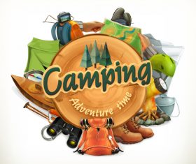 Camping adventure time vector illustration