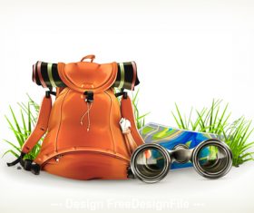 Camping backpack vector