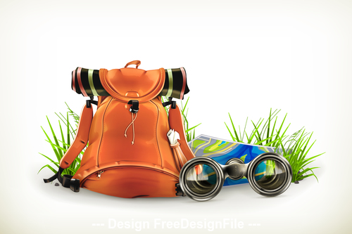 Camping backpack vector