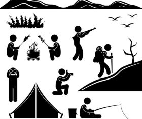Camping matchstick men vector
