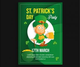 Cartoon character green patricks day poster vector
