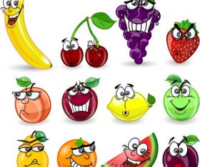 Cartoon fruit emoji icon vector