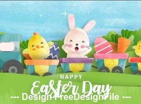 Cartoon happy easter day illustration vector