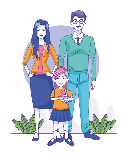 Cartoon happy family vector