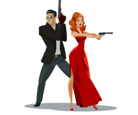 Cartoon illustration cool spy vector
