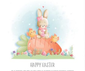Cartoon illustration happy easter water vector