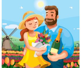 Cartoon illustration valentine day vector