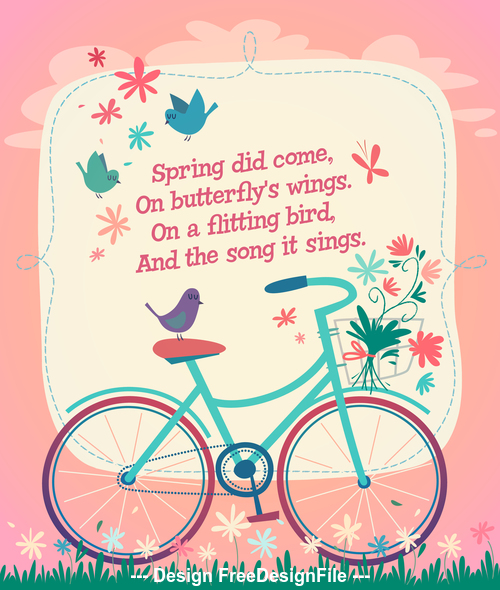 Cartoon spring greeting card vector