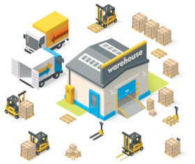 Cartoon warehouse vector