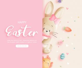 Cartoon watercolor painting easter element vector